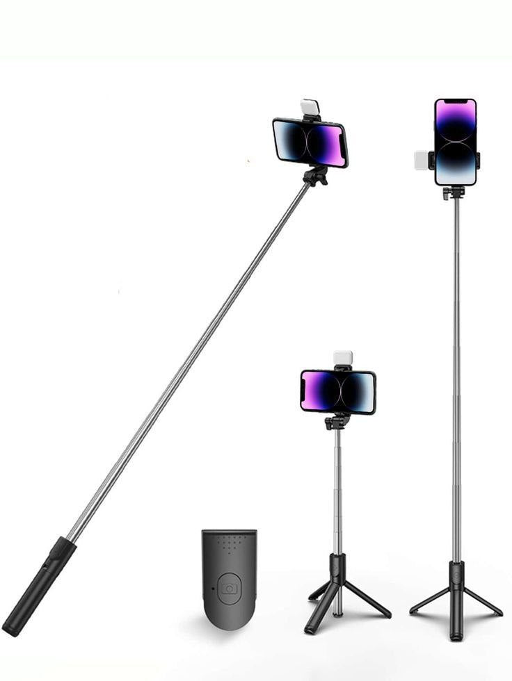 R1S 3 in 1 Selfie Stick (Light + Stand + Bluetooth Remote)