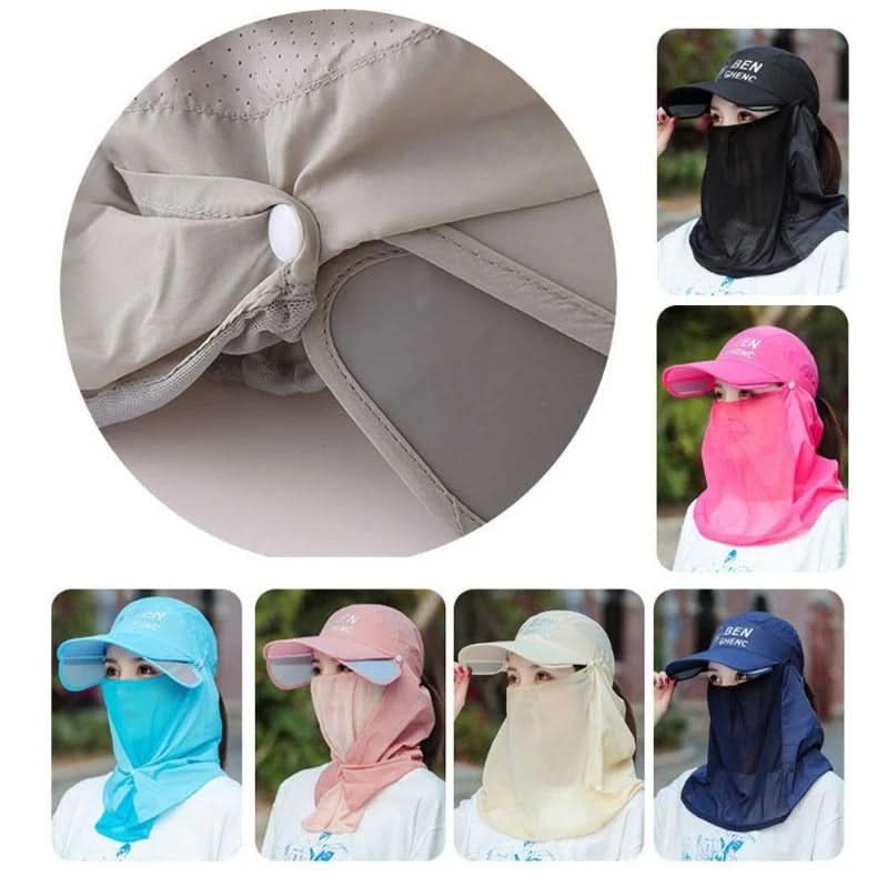 4-in-1 Extendable Brim Sun & Bug Hat – Neck Flap + Insect Veil + Face Cover, UPF Unisex Cap