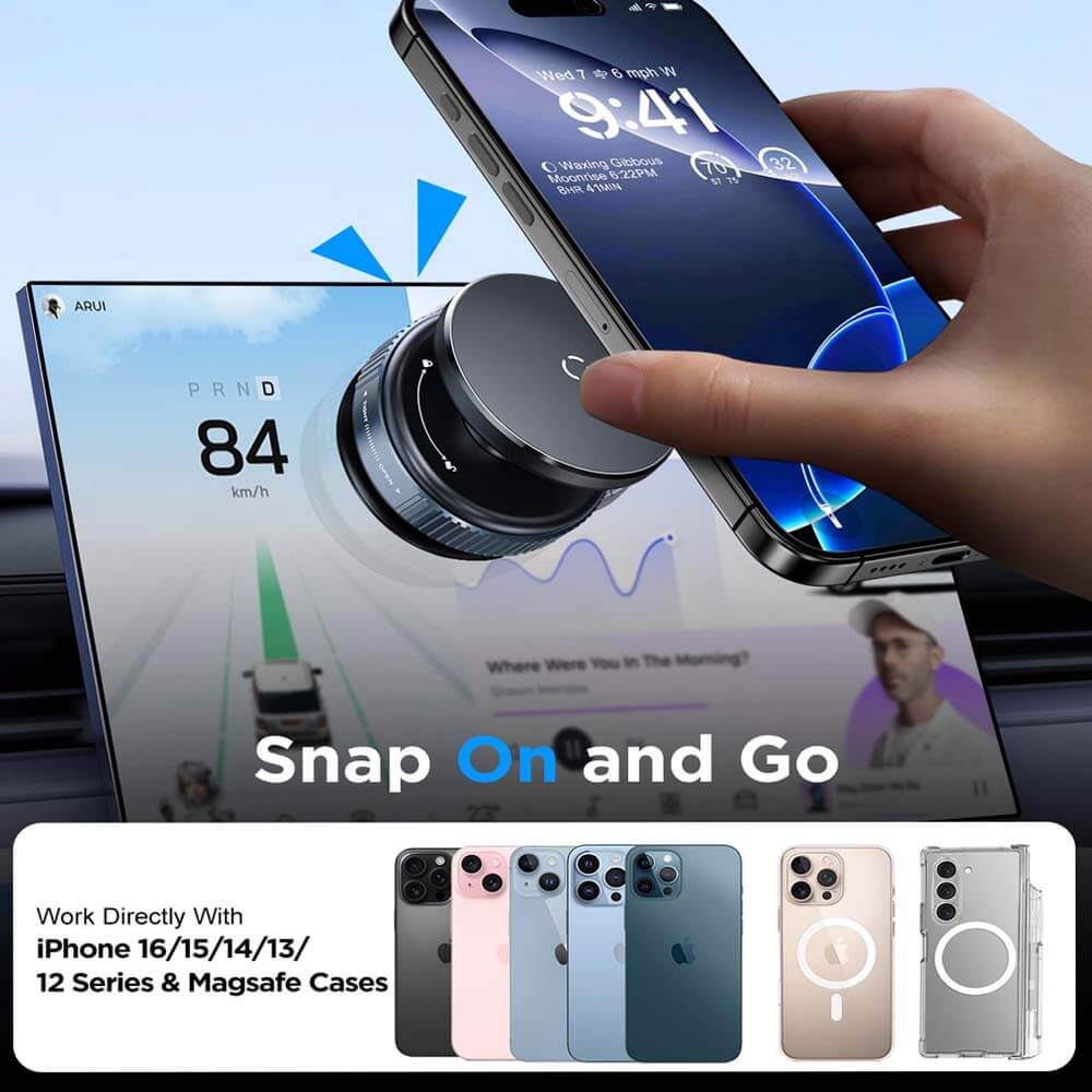 360° Adjustable Vacuum Magnetic Phone Holder Stand - Foldable Suction Car Mount For Dashboard, Windshield & Wall
