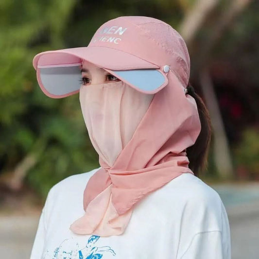4-in-1 Extendable Brim Sun & Bug Hat – Neck Flap + Insect Veil + Face Cover, UPF Unisex Cap