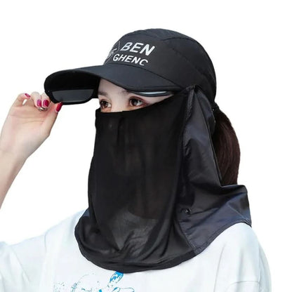 4-in-1 Extendable Brim Sun & Bug Hat – Neck Flap + Insect Veil + Face Cover, UPF Unisex Cap