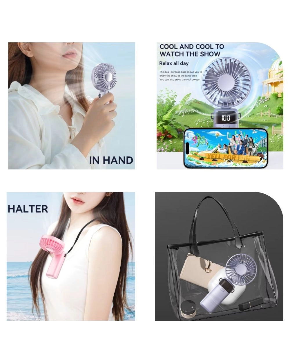 Portable Rechargeable 5-Speed Mini USB Fan 2026 with Display Screen & Phone Stand – Foldable Handheld Cooling Fan