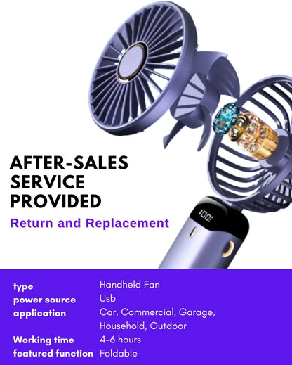 Portable Rechargeable 5-Speed Mini USB Fan 2026 with Display Screen & Phone Stand – Foldable Handheld Cooling Fan