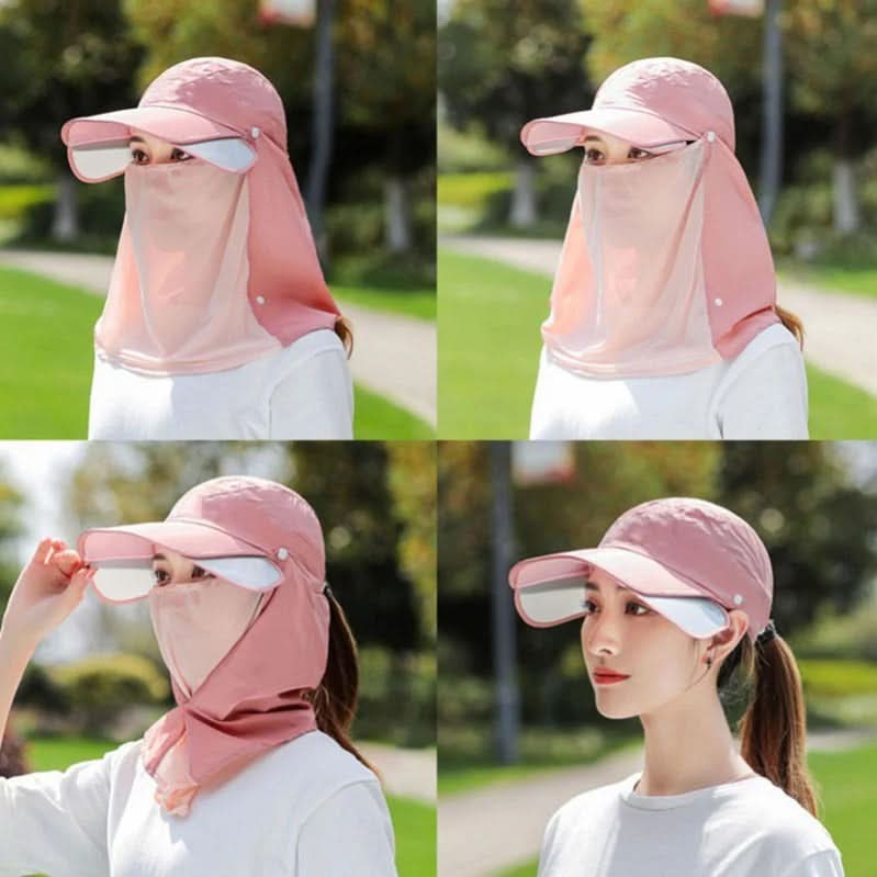 4-in-1 Extendable Brim Sun & Bug Hat – Neck Flap + Insect Veil + Face Cover, UPF Unisex Cap