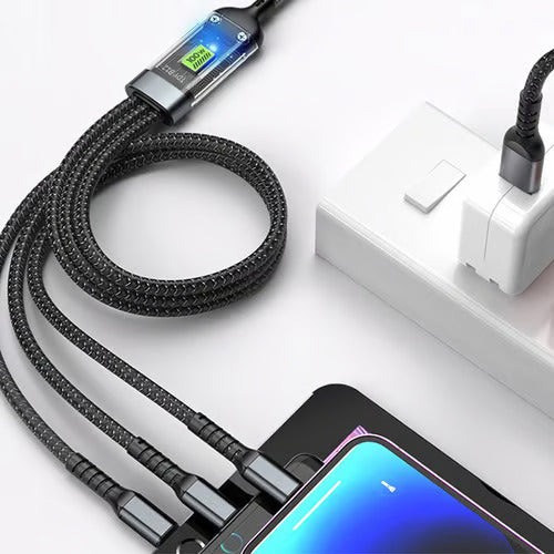 (Best Seller🔥) Transparent Luminous Super Fast Charging 3-in-1 Data Cable