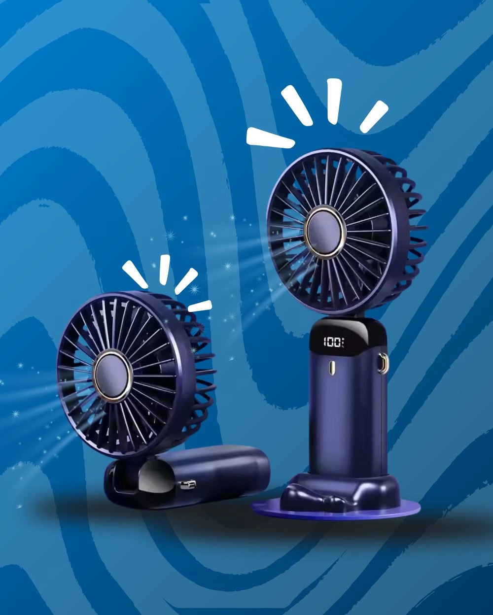 Portable Rechargeable 5-Speed Mini USB Fan 2026 with Display Screen & Phone Stand – Foldable Handheld Cooling Fan