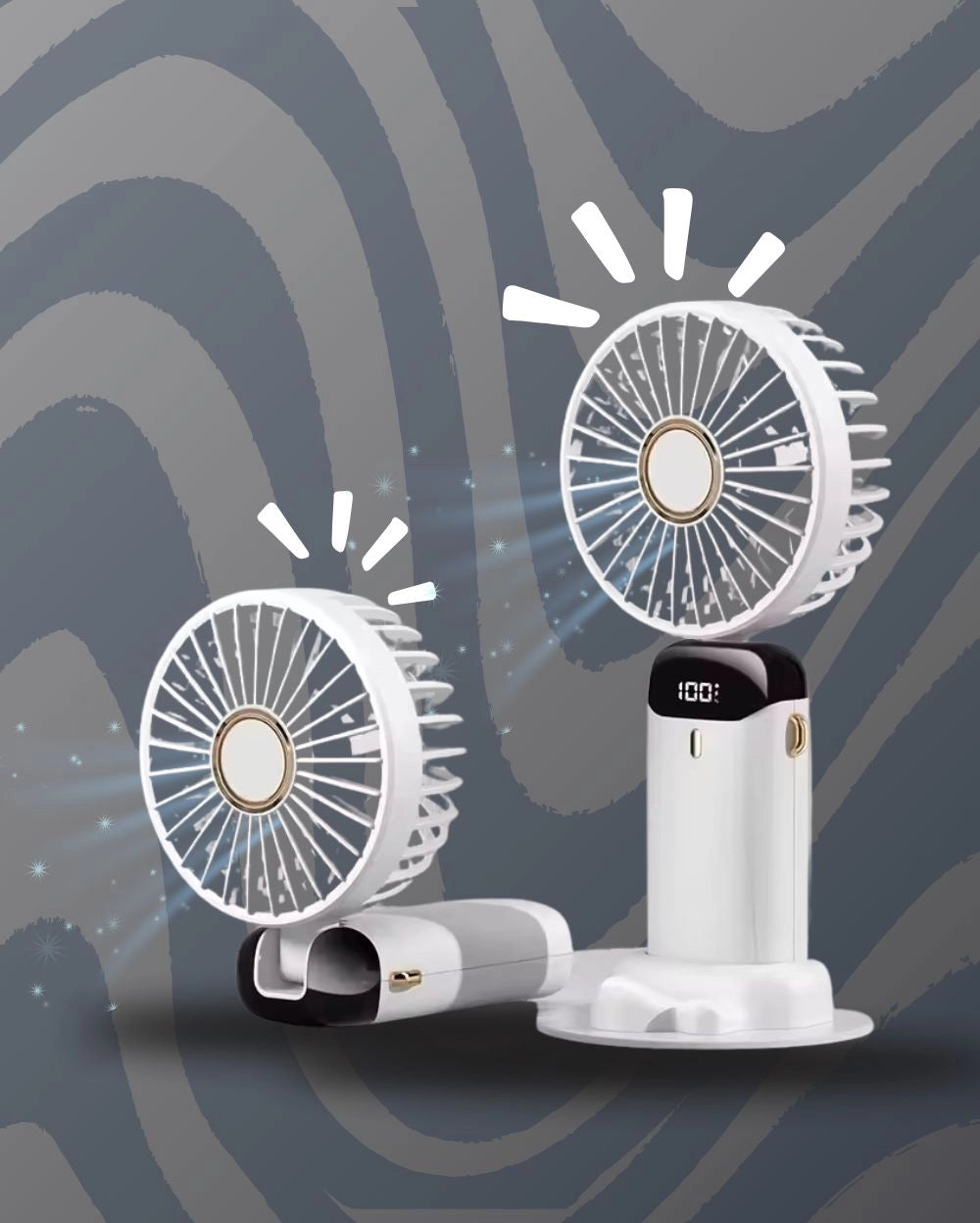 Portable Rechargeable 5-Speed Mini USB Fan 2026 with Display Screen & Phone Stand – Foldable Handheld Cooling Fan