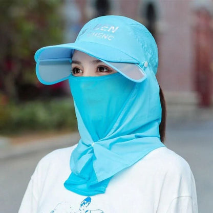 4-in-1 Extendable Brim Sun & Bug Hat – Neck Flap + Insect Veil + Face Cover, UPF Unisex Cap
