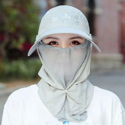 4-in-1 Extendable Brim Sun & Bug Hat – Neck Flap + Insect Veil + Face Cover, UPF Unisex Cap
