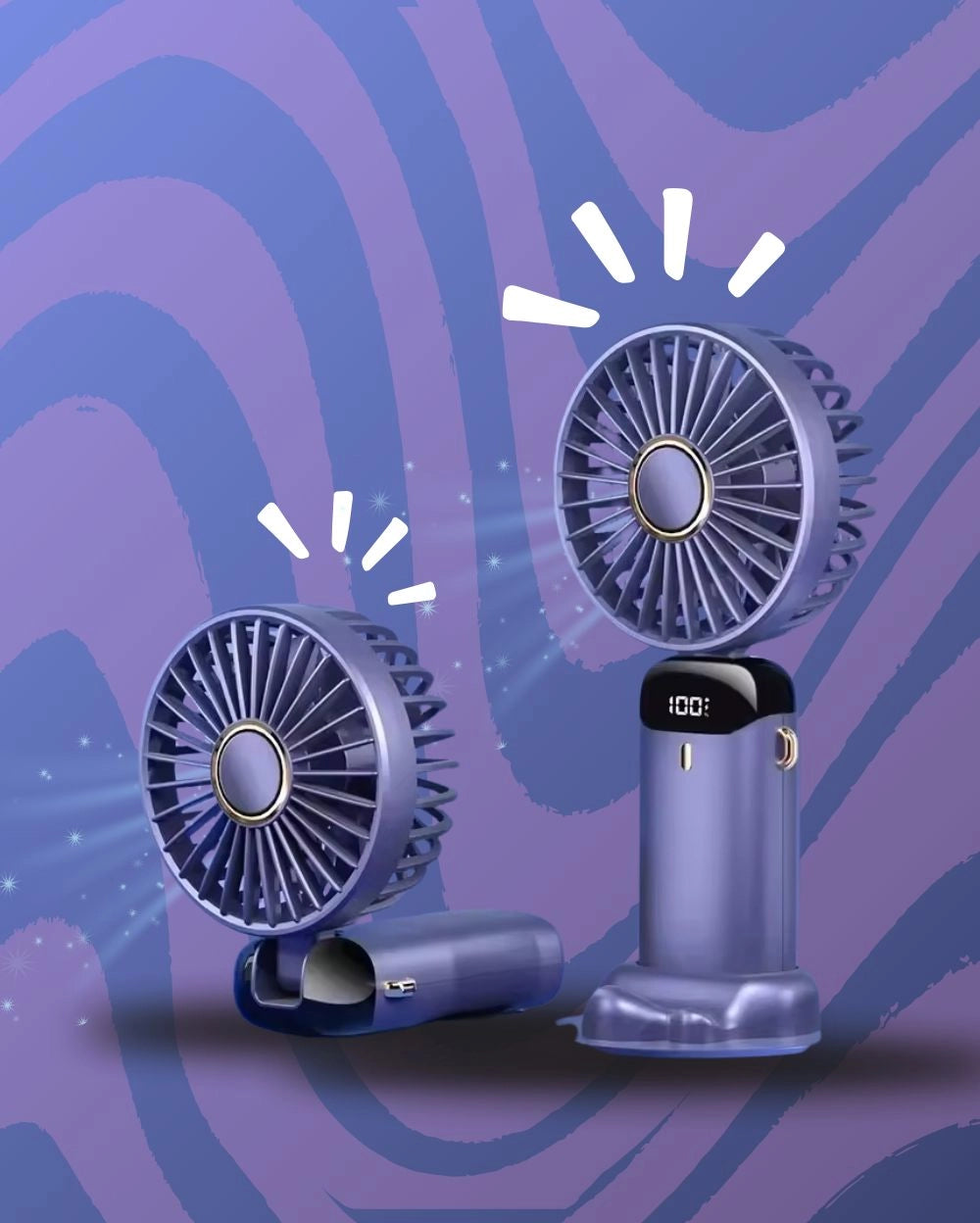Portable Rechargeable 5-Speed Mini USB Fan 2026 with Display Screen & Phone Stand – Foldable Handheld Cooling Fan