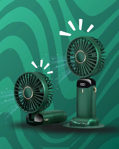 Portable Rechargeable 5-Speed Mini USB Fan 2026 with Display Screen & Phone Stand – Foldable Handheld Cooling Fan