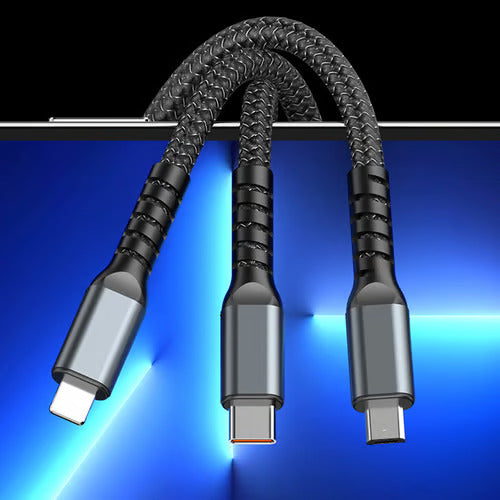 (Best Seller🔥) Transparent Luminous Super Fast Charging 3-in-1 Data Cable